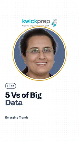 List of the five Vs of big data with short meanings.