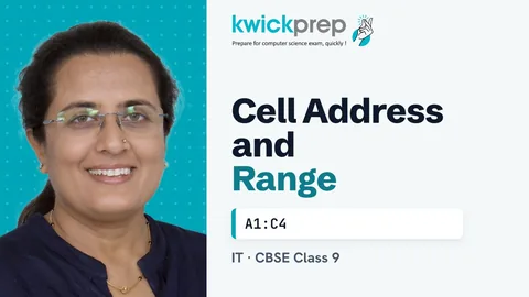 Worksheet — rows, columns, cell and cell address; range of cells (row, column, row & column range)