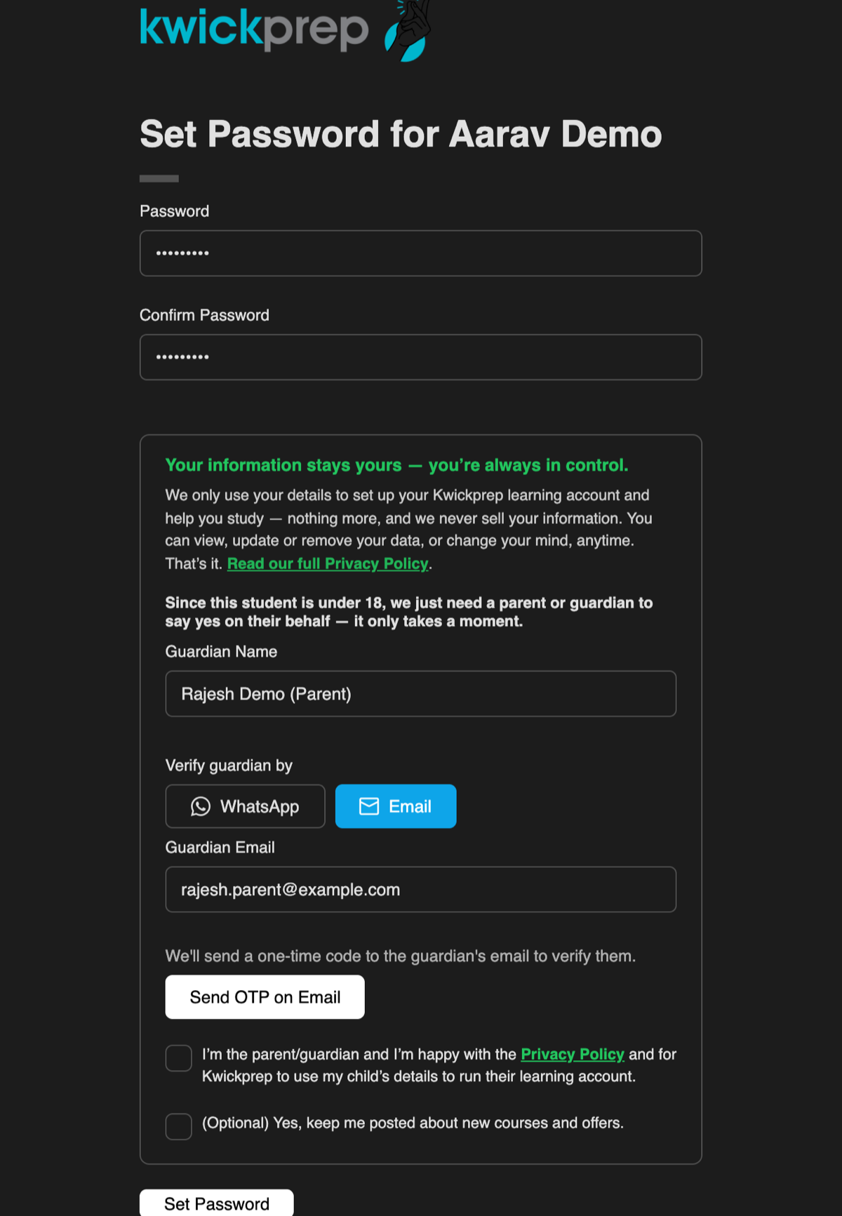 Guardian OTP by email